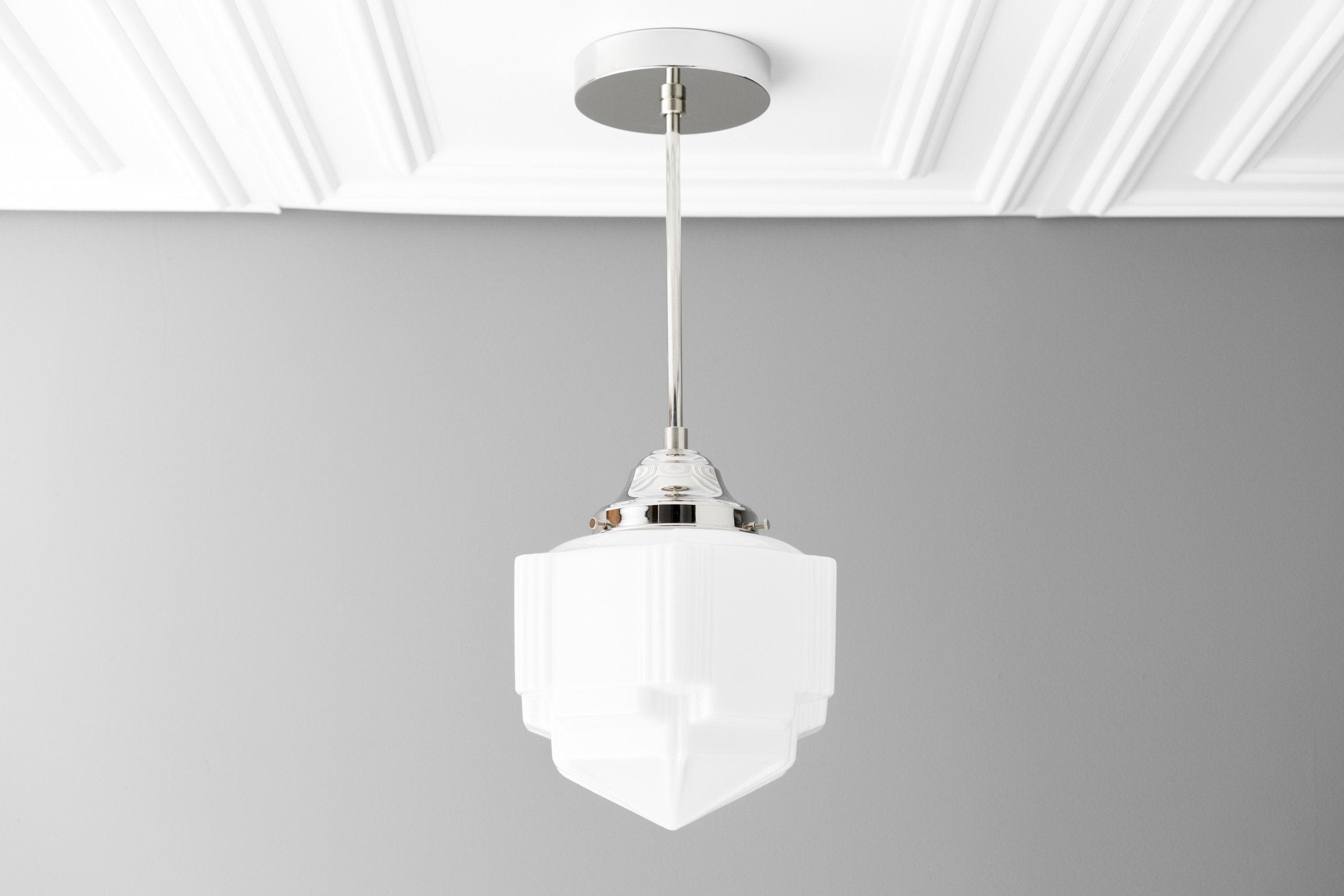 Geotower Glass Skyscraper Shade Art Deco Pendant Light – Vintage Ceiling Lamp for Dining Rooms, Kitchens and Offices | Esilora