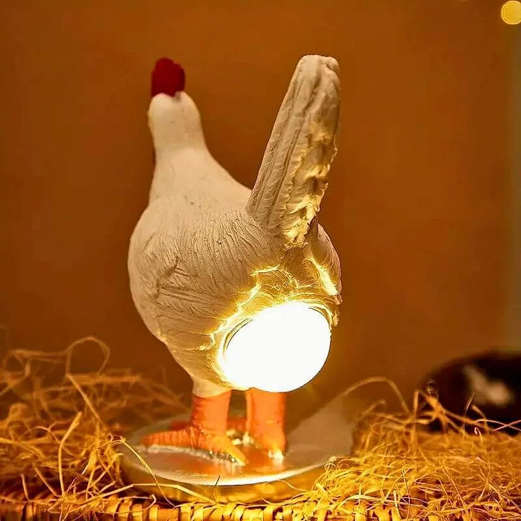 LED Chicken Figurine Table Lamp — Night Light Accent