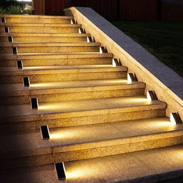 Outdoor Solar Stair Lights – Warm White LED Illumination, Pack of 4 or 10 - Esilora