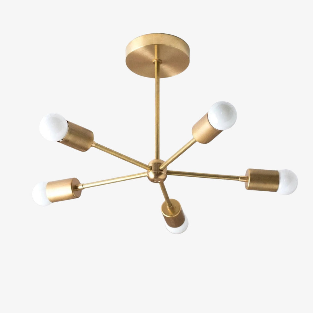 Mobilux Line Mid-Century Gold Sputnik Kronleuchter – Halbeinbau geometrische Messingleuchte | Esilora