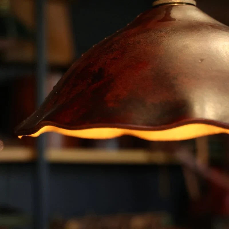 Kupolová závěsná lampa s koženým stínidlem | Esilora