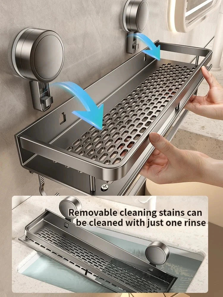 Suction Cup Shower Shelf | No-Drill Installation | Drip Catcher | SnapShelv - Esilora