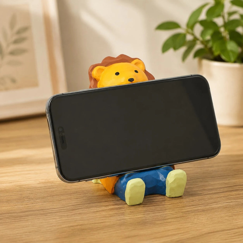 Support de téléphone en bois sculpté à la main représentant un animal | Esilora