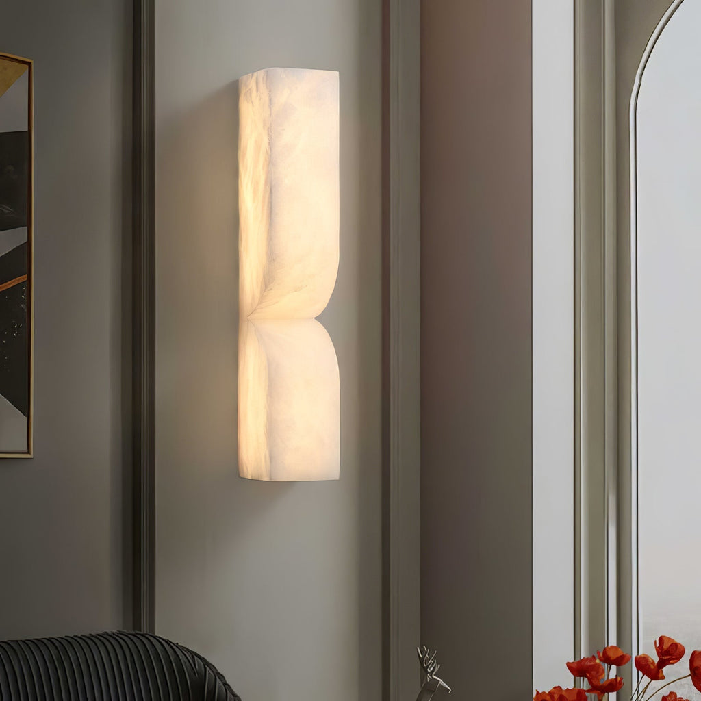 Moderne rechteckige Alabaster-Wandleuchte – Minimalistische Leuchte für Schlafzimmer Flur Wohnzimmer | Esilora