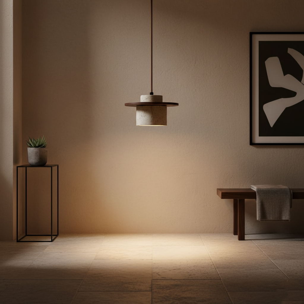 Japanese Style Vintage Travertine Pendant Light | Esilora