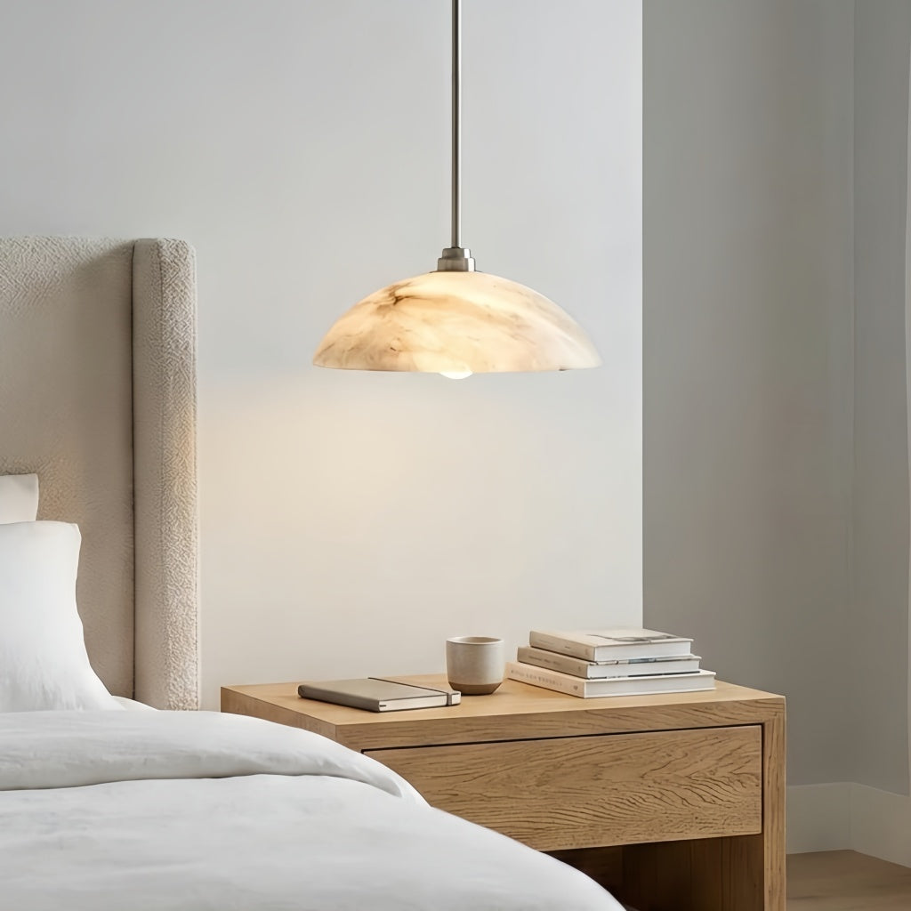 Alariv Elegant  Alabaster Dome Pendant Light - Modern Stone Lighting for Dining or Living | Esilora