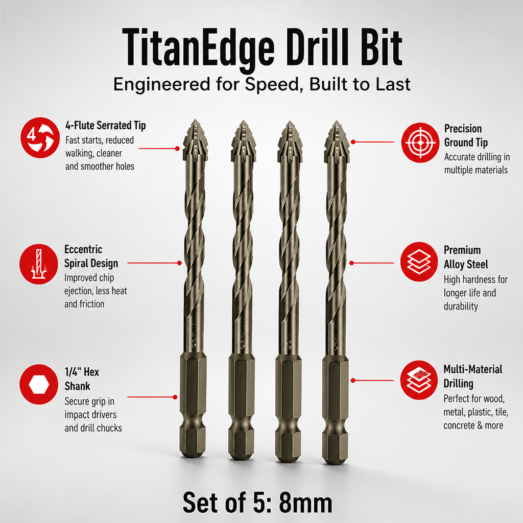 TitanEdge — Bewältigen Sie jede Bohrarbeit mit unaufhaltsamer Präzision und lang anhaltender Schärfe – Esilora