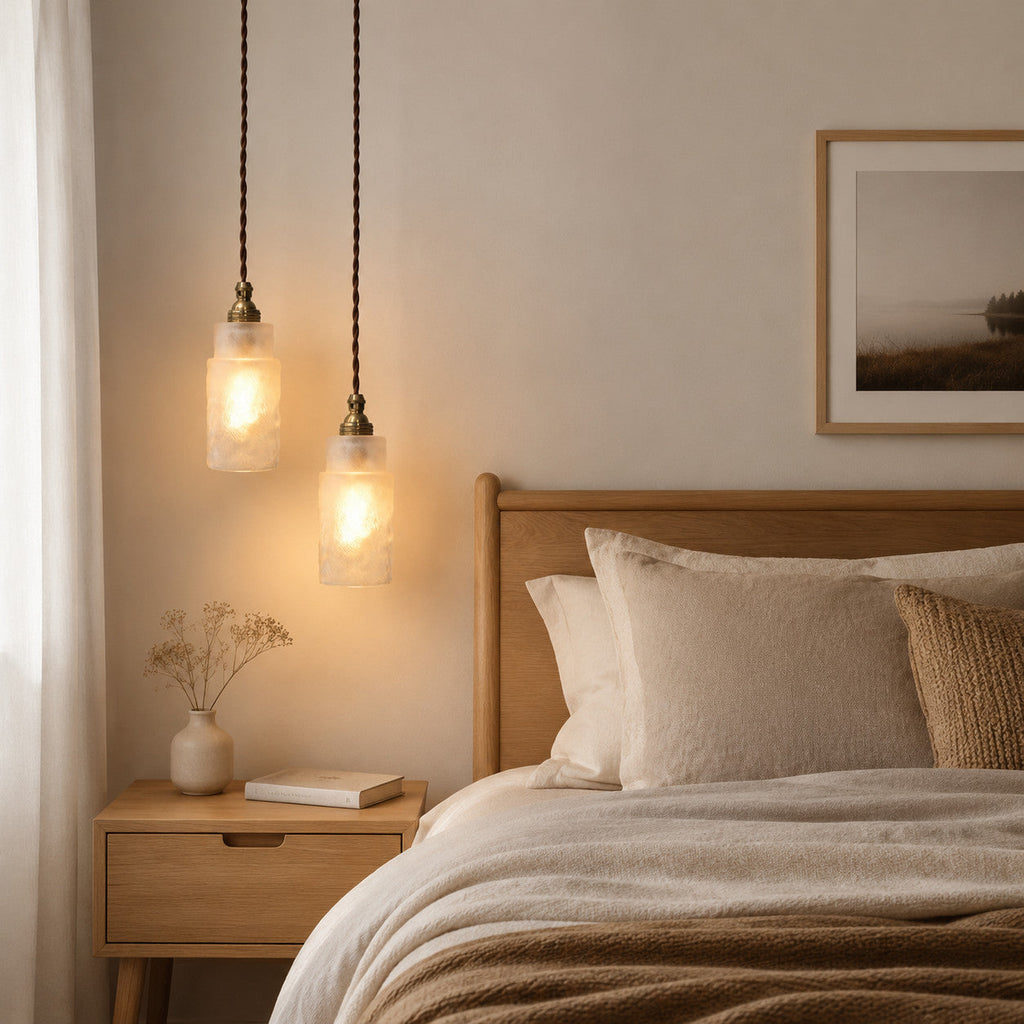 Suspension vintage japonaise en verre dépoli | Esilora