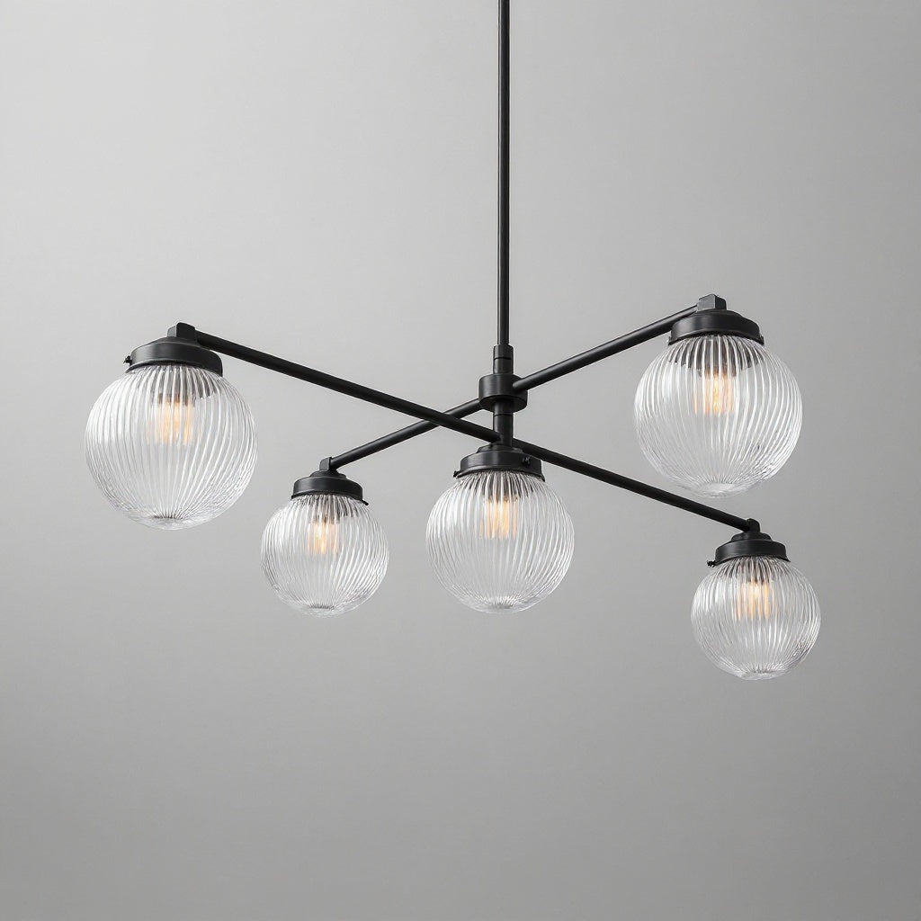 Glorica Glass skulpturale Globus-Pendelleuchte aus Metall und Glas – moderne Deckenleuchte für das Esszimmer | Esilora