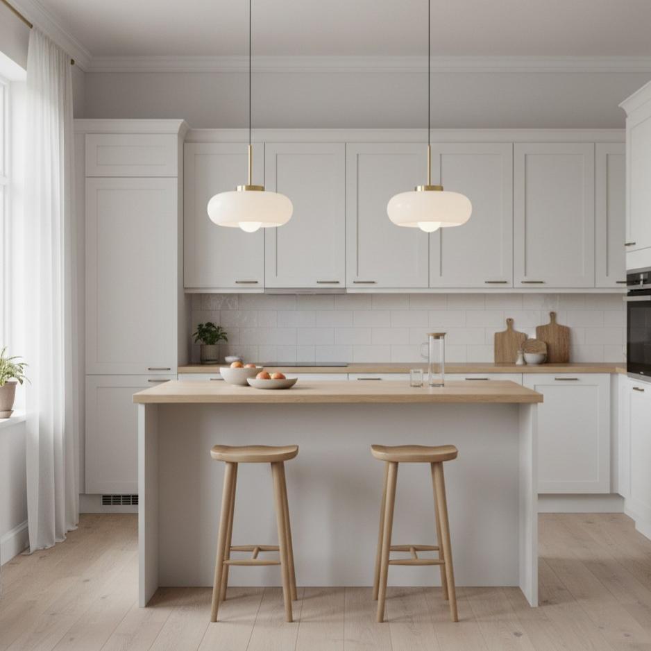 Havelo rund pendellampe i glas – Bauhaus-pendellampe til hjemmet N51 | Esilora