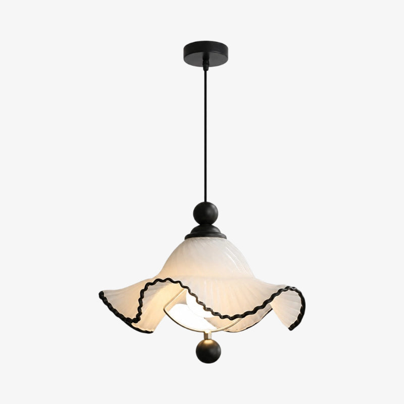 Javina Glass Pendant Light - French Vintage Ruffled Wave Shade for Bedroom and Dining Room | Esilora