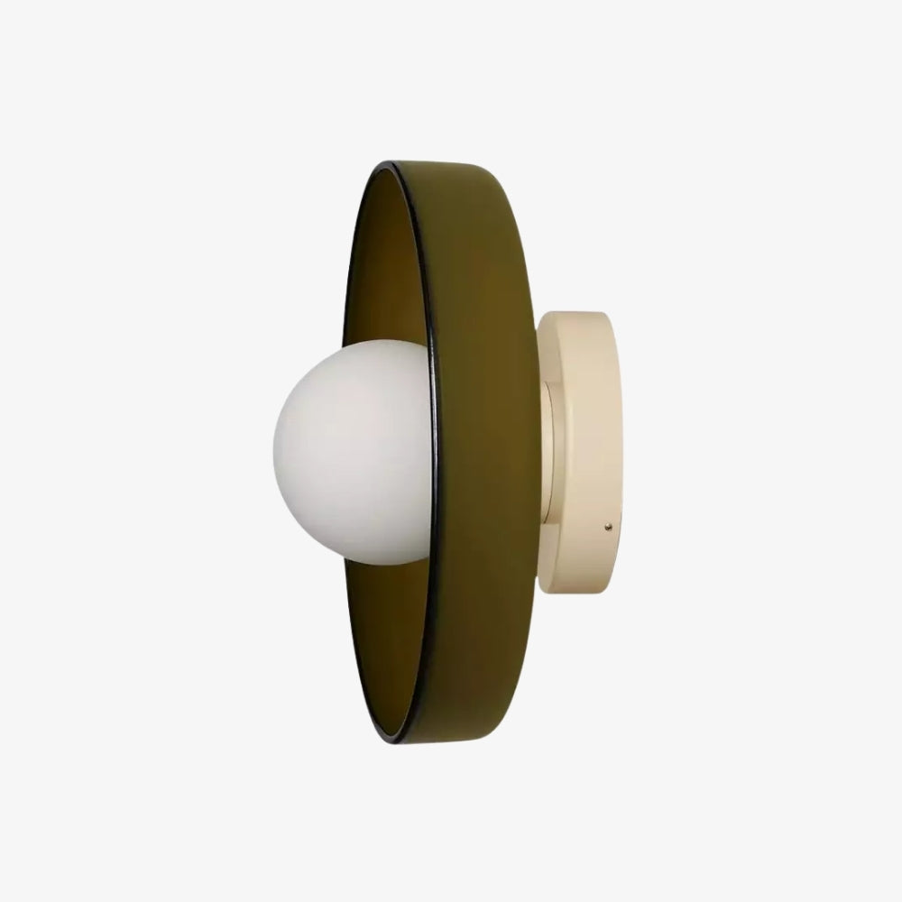 Luminaire mural ou plafonnier moderne Kalo à disque en verre polyvalent, avec bord coloré, pour espaces de vie | Esilora
