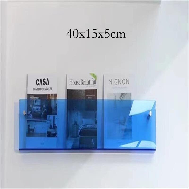 Porte-revues mural flottant en acrylique pour exposition murale