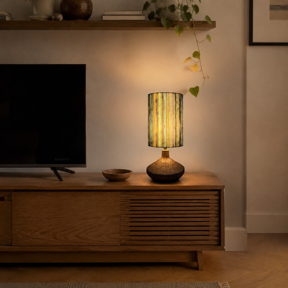 Liberty-Style Fabric Shade Ceramic Table Lamp for Bedside Ambient Lighting | Esilora