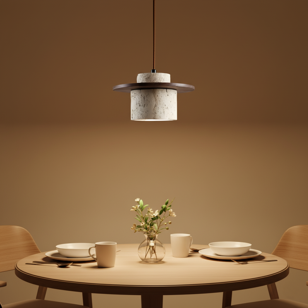 Japanese Style Vintage Travertine Pendant Light | Esilora