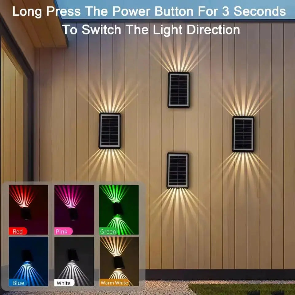 Solar Outdoor Wall Light with RGB & Warm White – Wireless & Automatic - Esilora