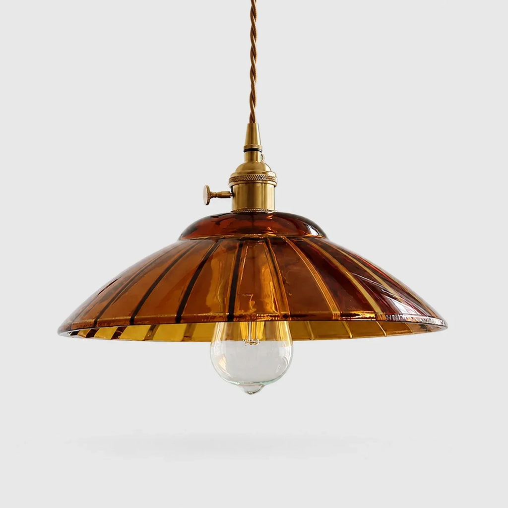Japansk retro-pendel­lampe i messing og glas | Esilora