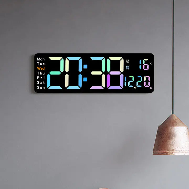 Oversized RGB Digital Wall Clock - Esilora