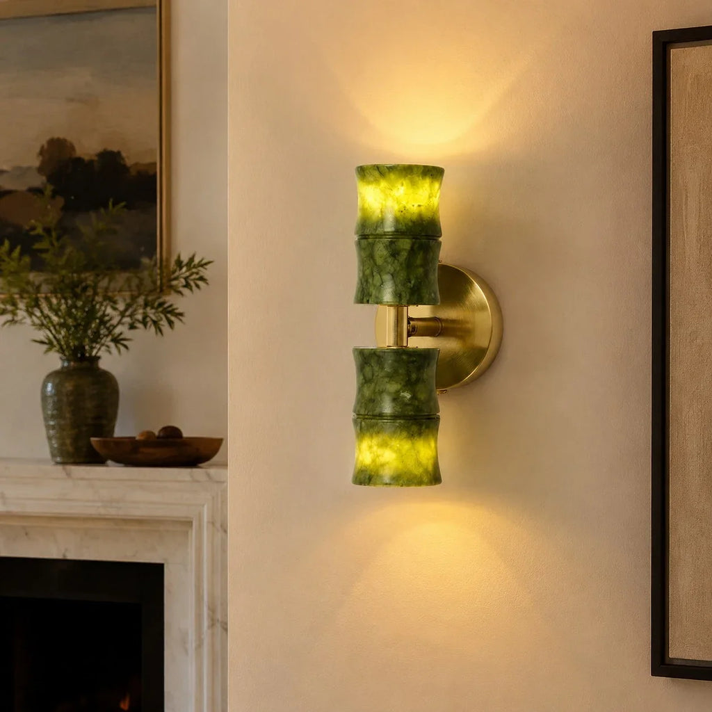 Green Bamboo-Form Double Wall Lamp | Esilora