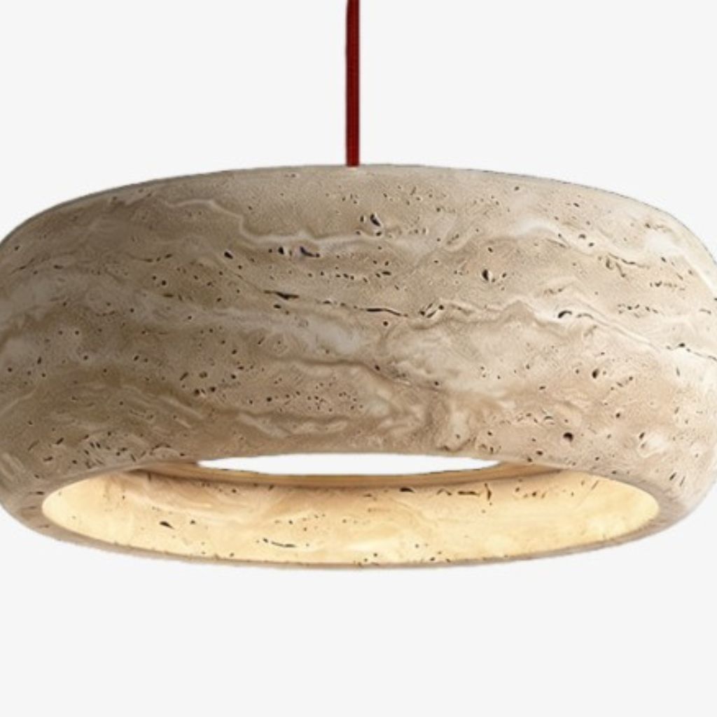 Kairis Travertine Natural Stone Pendant Light - Vintage Style Lighting for Dining and Living Spaces | Esilora