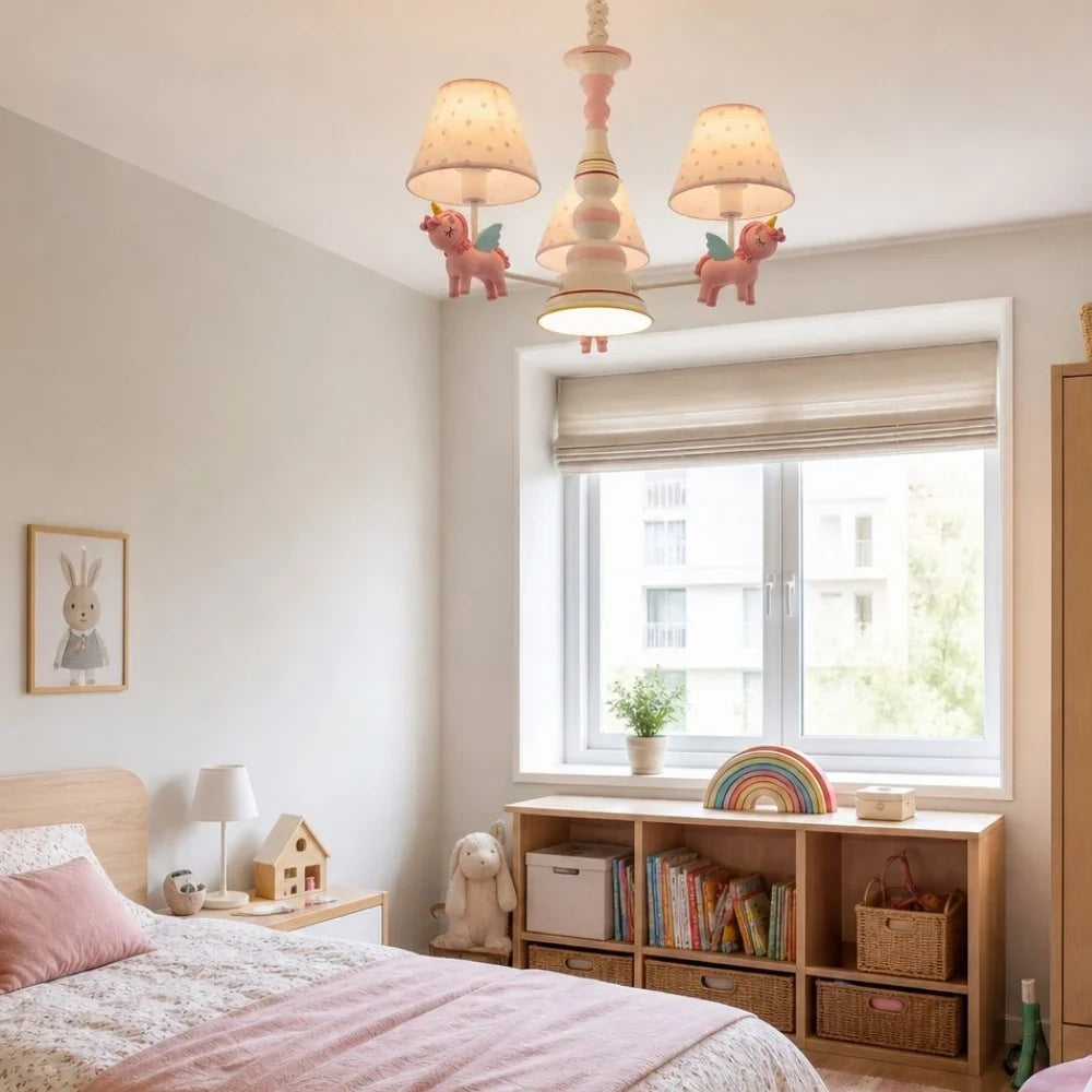 Lustre pour chambre d’enfant avec abat-jour en tissu, pour chambre, salle de jeux et nursery | Esilora