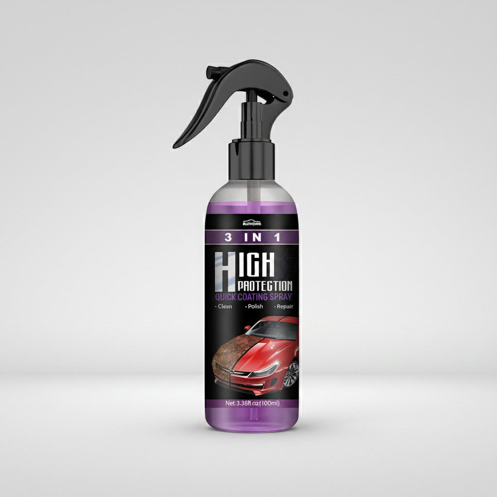Spray for bilbehandling — 3-i-1 lakkrens, polering og glans