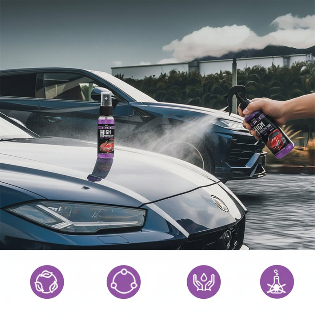 Spray for bilbehandling — 3-i-1 lakkrens, polering og glans