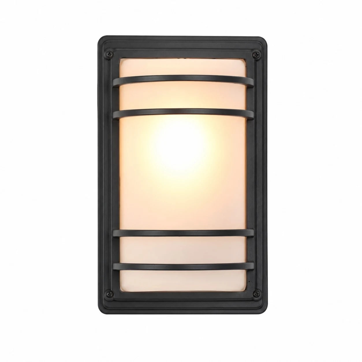Moderne schwarze Außenwandleuchte mit weißem Glasschirm | Esilora