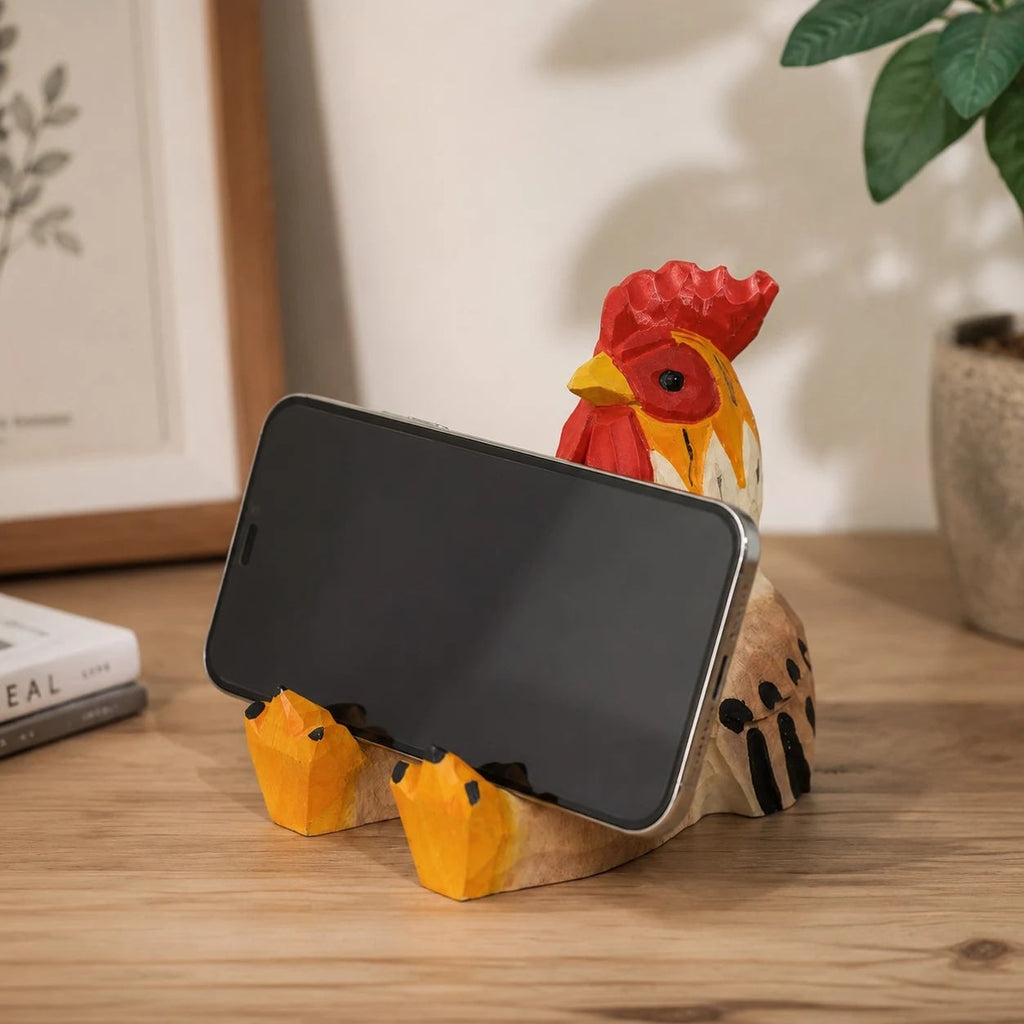 Support de téléphone en bois sculpté à la main représentant un animal | Esilora