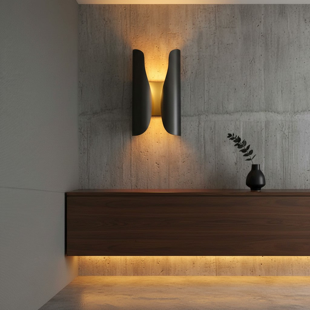 Auregon Artistic Sculptural Wall Sconce – Abstract Coiled Metal Wall Light for Hallway or Living Room | Esilora