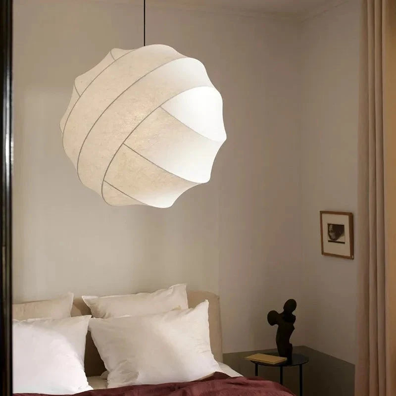 Wabi Sabi Silk Ball Japandi Pendant Light | Esilora