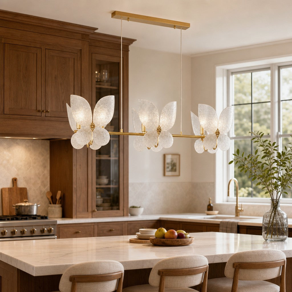 Lucenda Butterfly Chandelier - Gold Acrylic French Vintage Statement Light for Kitchen Island | Esilora