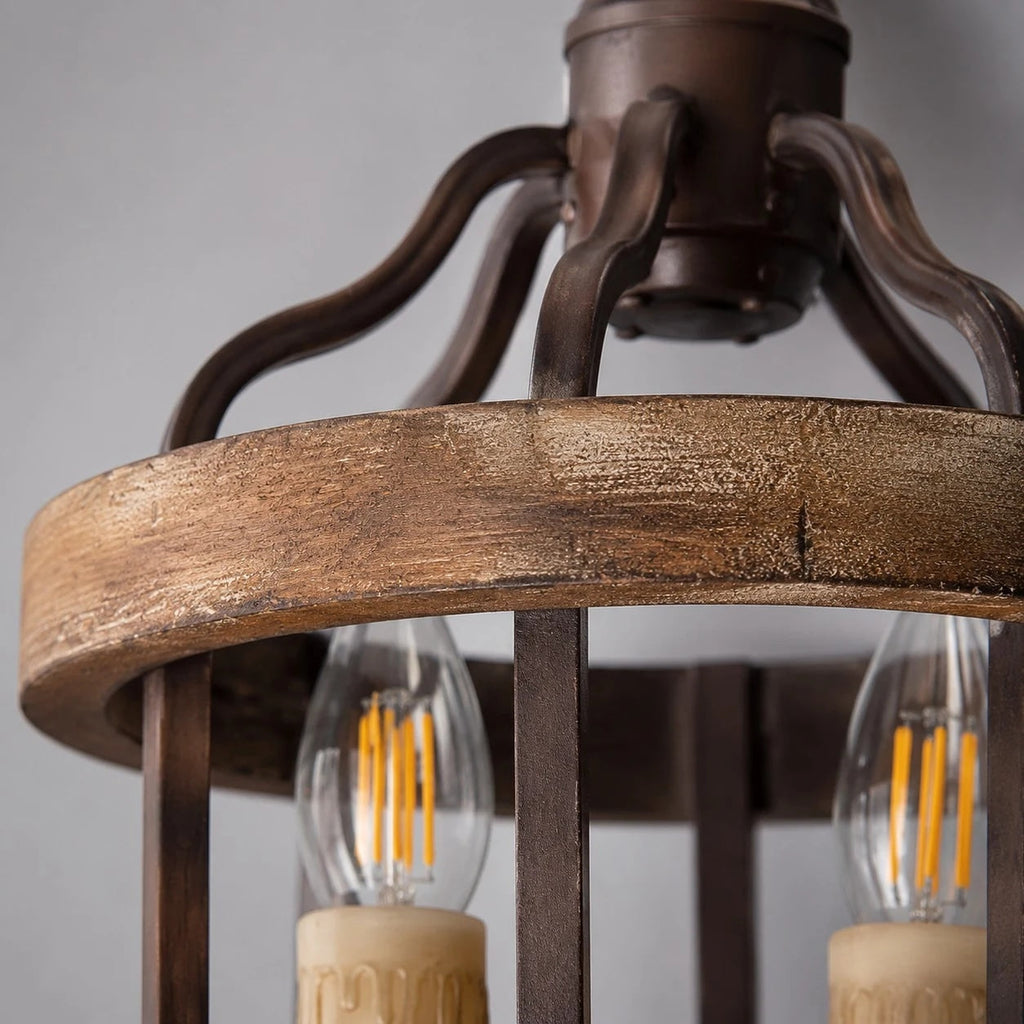 Rustic Wood and Iron Wall Sconce | Esilora