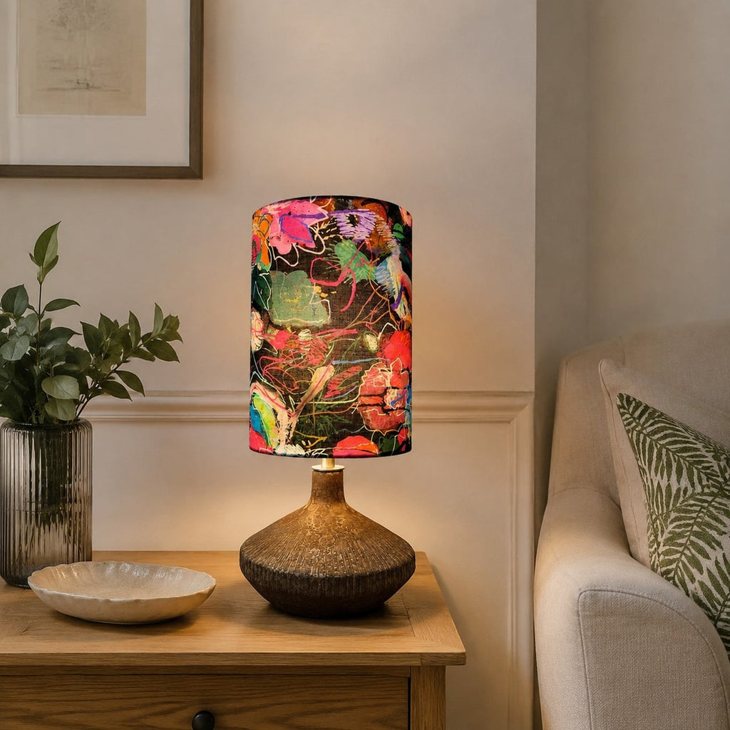 Liberty-Style Fabric Shade Ceramic Table Lamp for Bedside Ambient Lighting | Esilora
