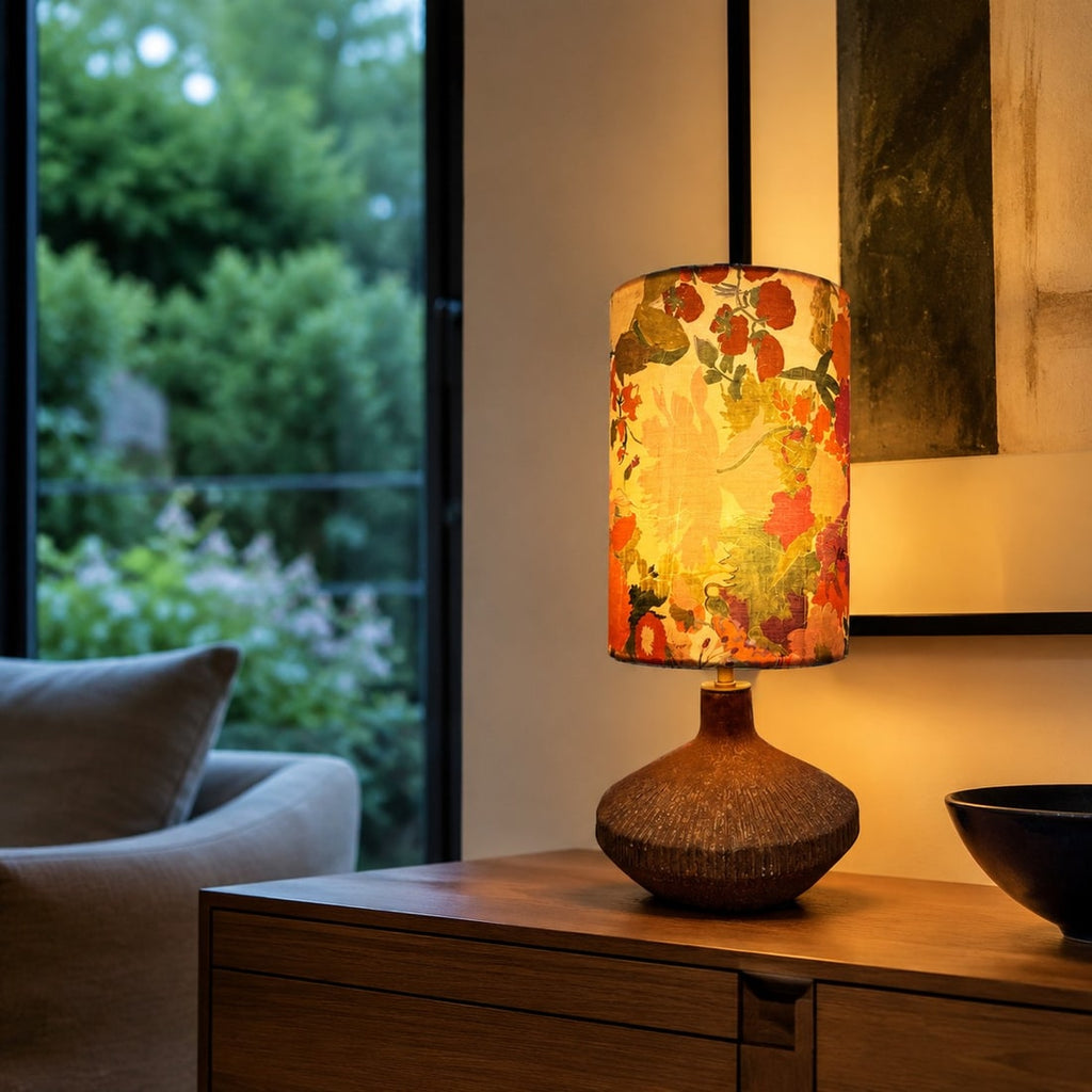 Liberty-Style Fabric Shade Ceramic Table Lamp for Bedside Ambient Lighting | Esilora