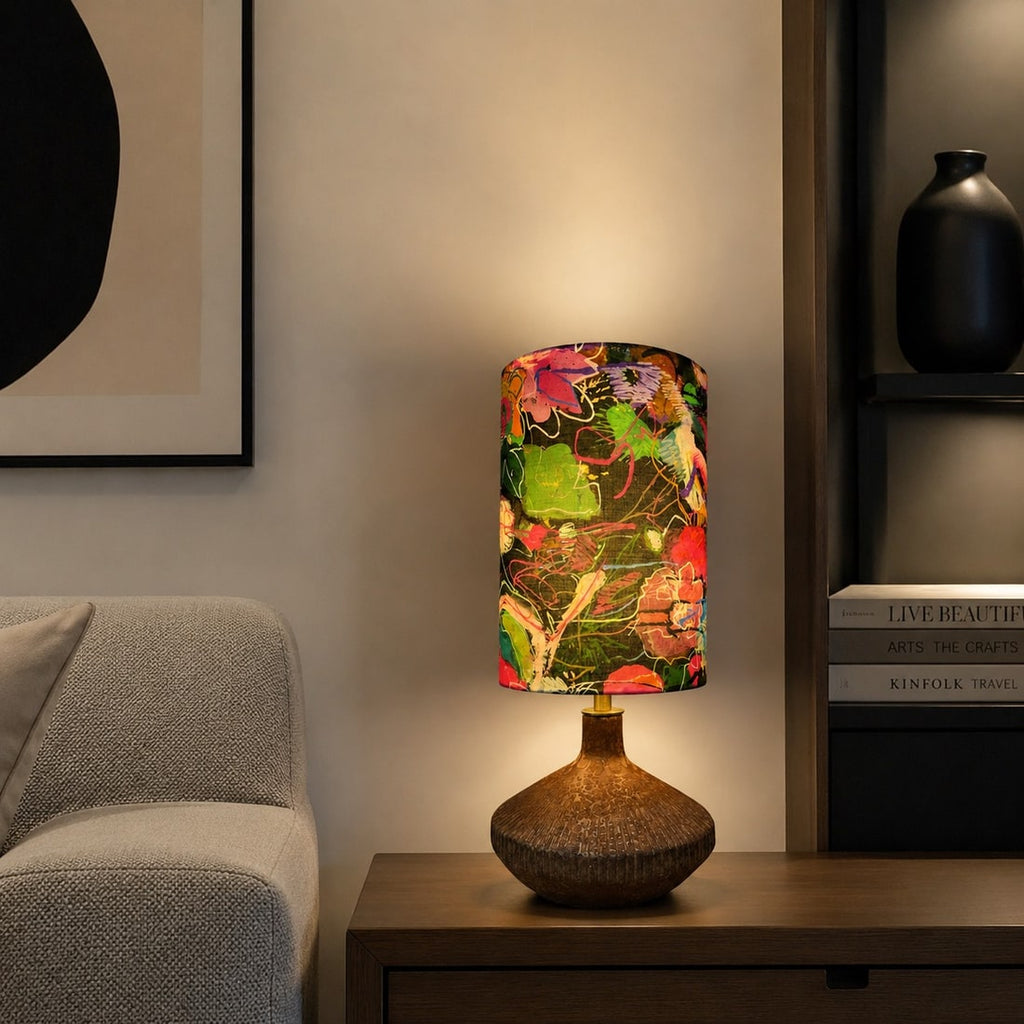 Liberty-Style Fabric Shade Ceramic Table Lamp for Bedside Ambient Lighting | Esilora