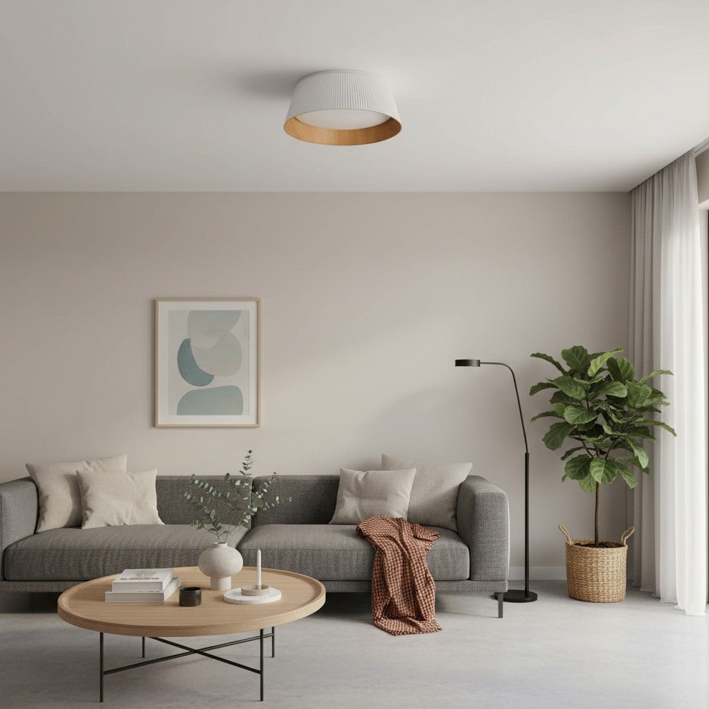 Ribravo Modern Ribbed Textured Shade Ceiling Lamp - Modern Minimalist Lamp for Living Room | Esilora