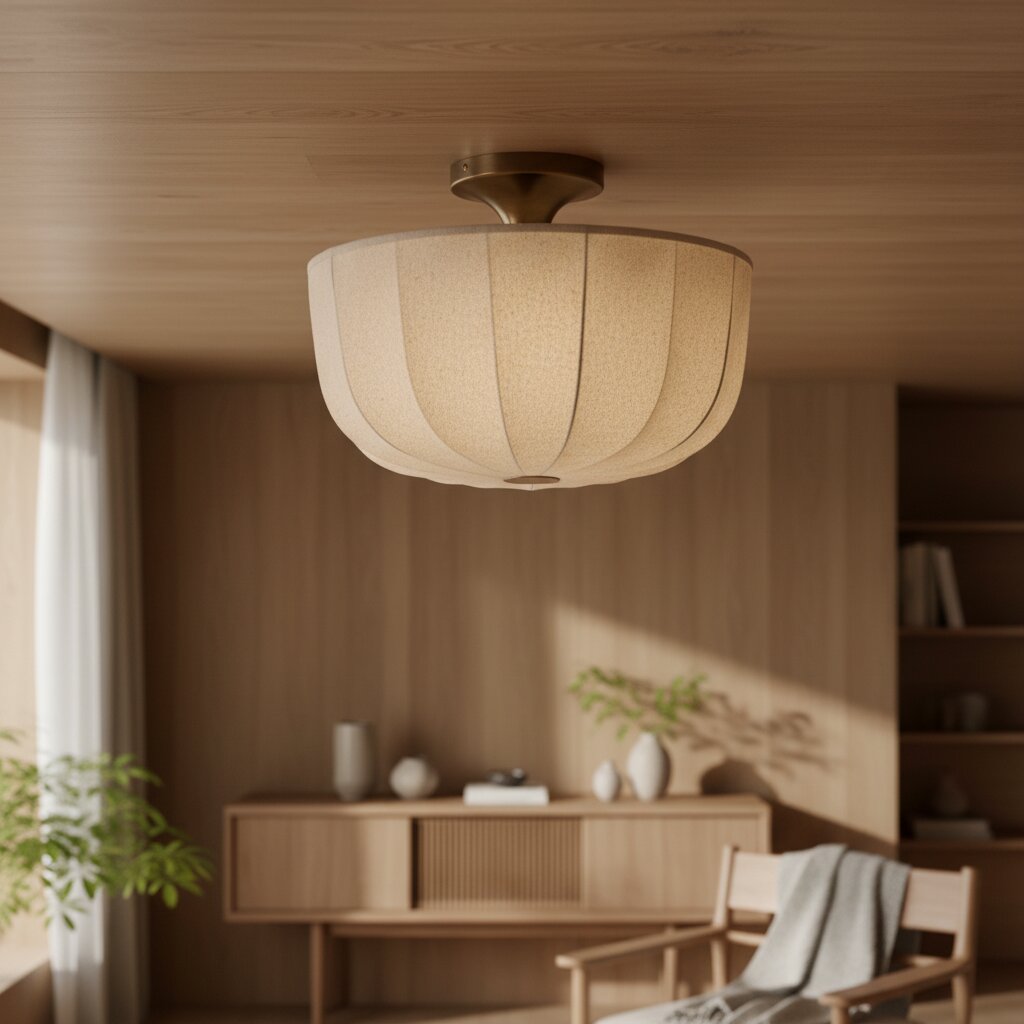 Loomis Satin Linen Flush Pendant Light – Contemporary Style Ceiling Light for Living Rooms and Entryways | Esilora