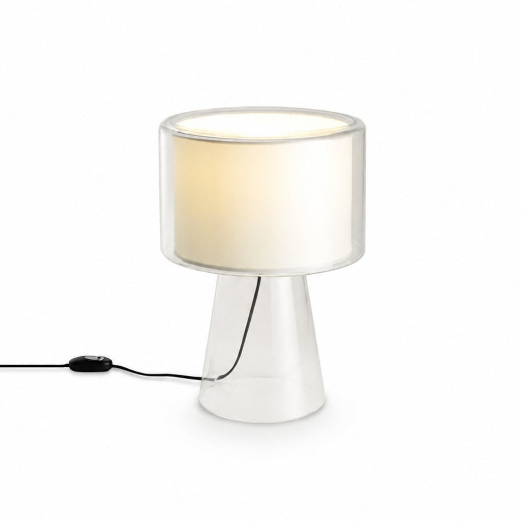 Natürliche Glastischlampe mit Stoffschirm | Esilora