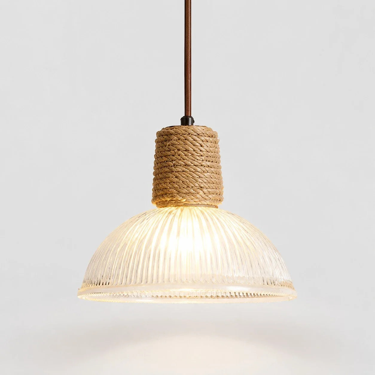 Rustic Woven Rope Glass Pendant Light Collection | Esilora