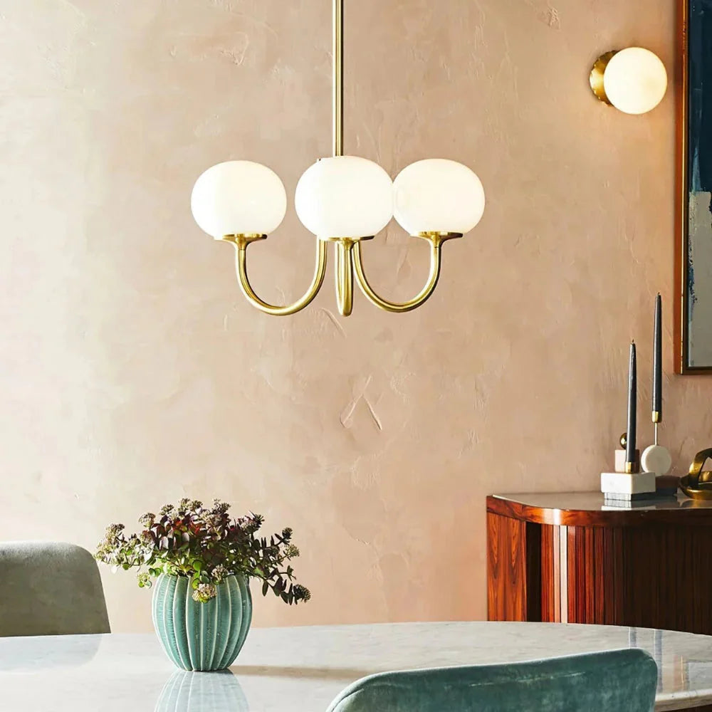 Javina Glass Cluster Chandelier - Iron Rounded Globe Modern Fixture for Dining Room and Living Rooms | Esilora