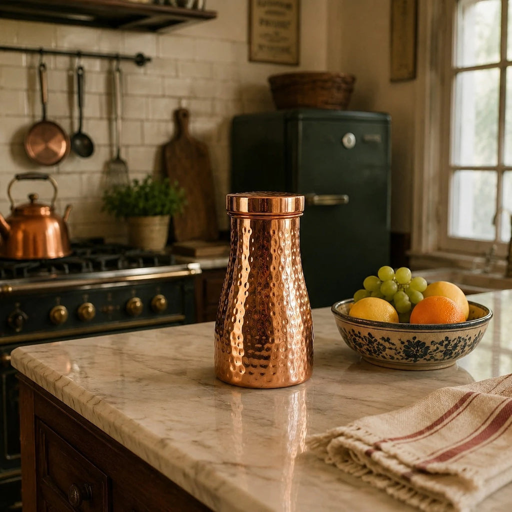 Handcrafted Hammered Copper Water Kettle Set | Esilora