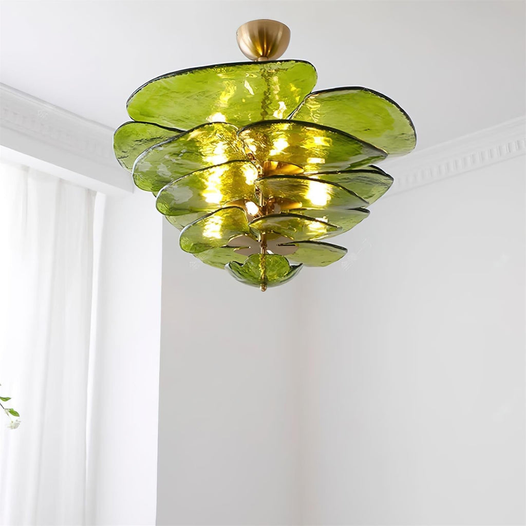 Lotus Leaf Layered Glass Chandelier | Esilora