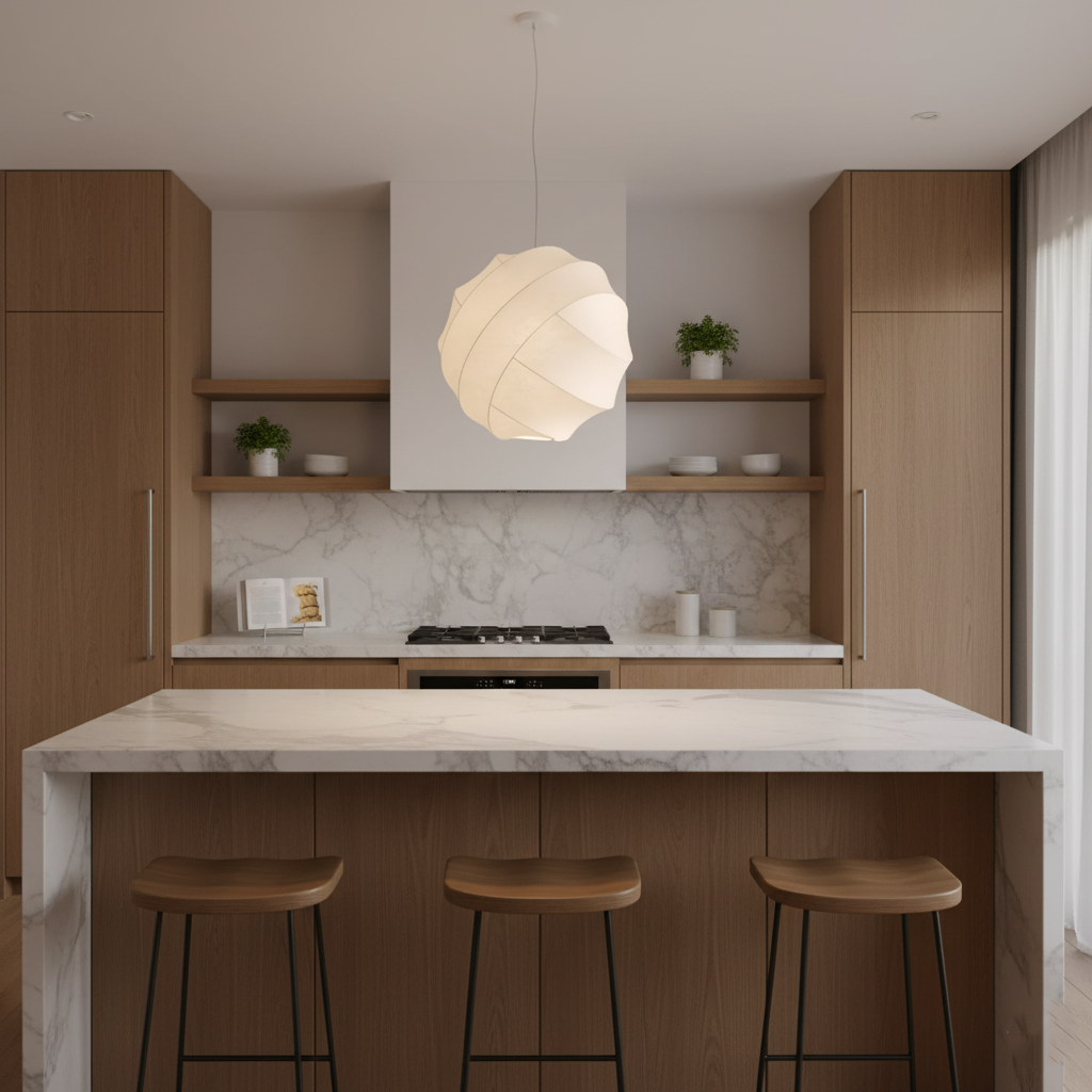 Wabi Sabi Silk Ball Japandi Pendant Light | Esilora