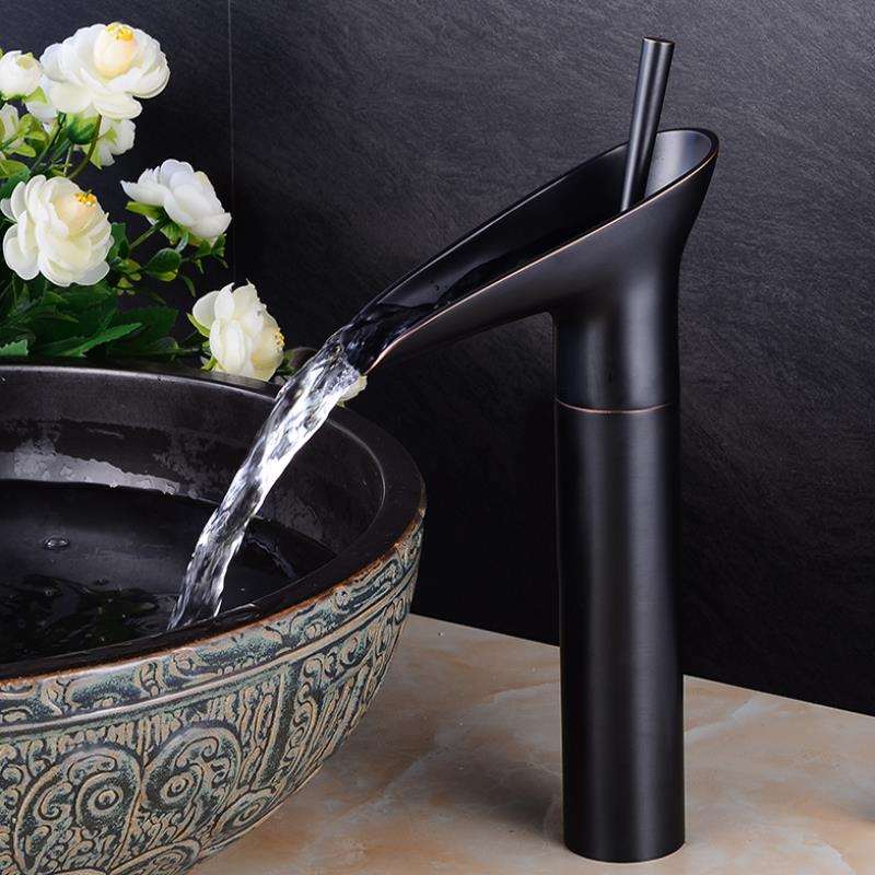 Bathroom Sink Faucet With Antique Waterfall Style Design