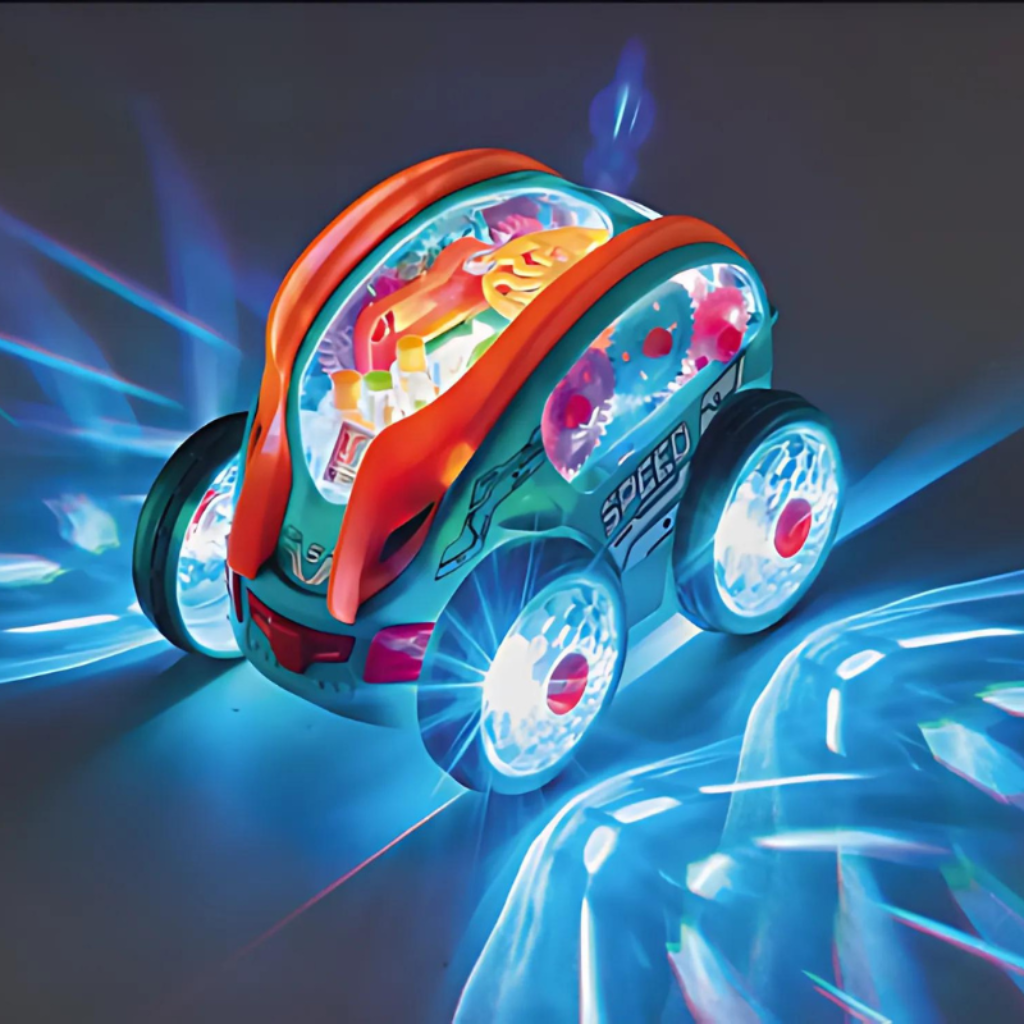 Auto giocattolo a batteria — Luci colorate, musica e azione acrobatica