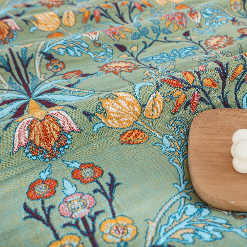 Floral Reversible Throw Blanket — Decorative Fringe Trim for Bed or Sofa