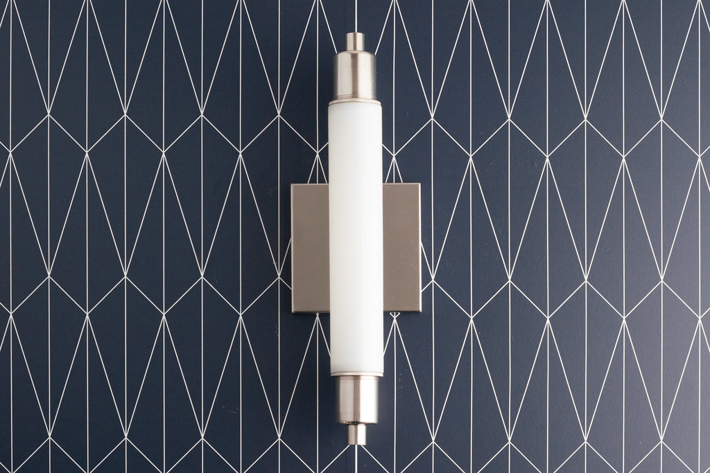 Ornato Luxe Modern Vanity Sconce - Art Deco Wall Light with Cylinder Shade | Esilora