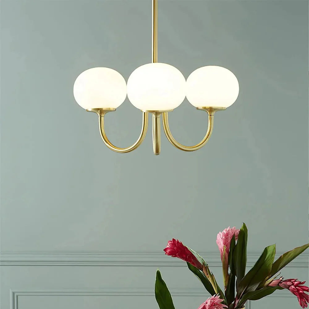 Javina Glass Cluster Chandelier - Iron Rounded Globe Modern Fixture for Dining Room and Living Rooms | Esilora