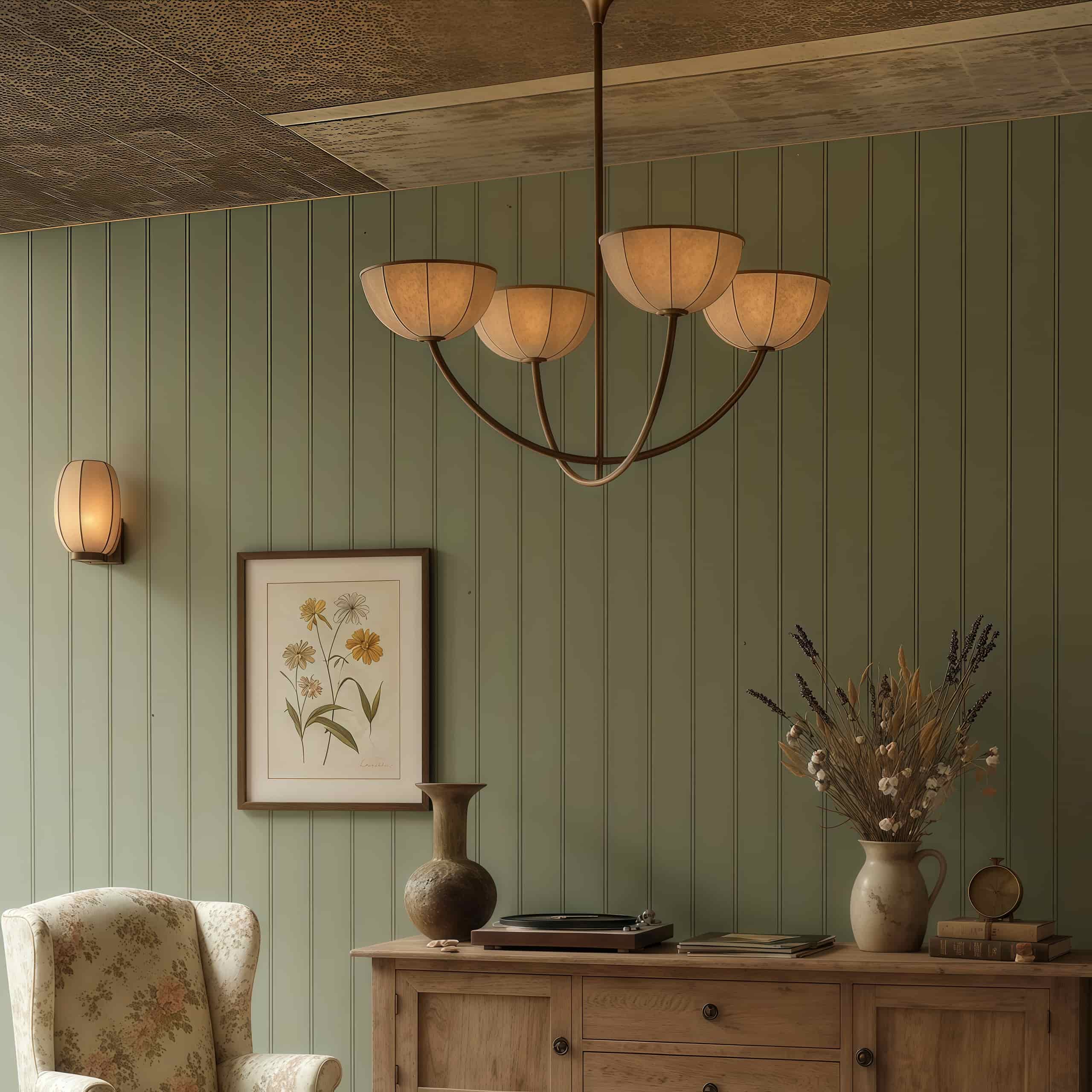 Loomis Linen Wrapped Shade Brass Pendant - Modern Living Room Lighting | Esilora
